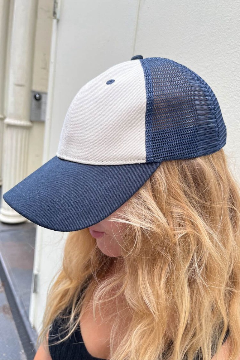 Casquettes Brandy Melville Katherine Mesh Bleu Marine Blanche | UVI-99982203